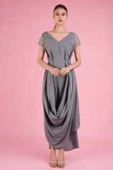 Grey Cap Sleeve Gown